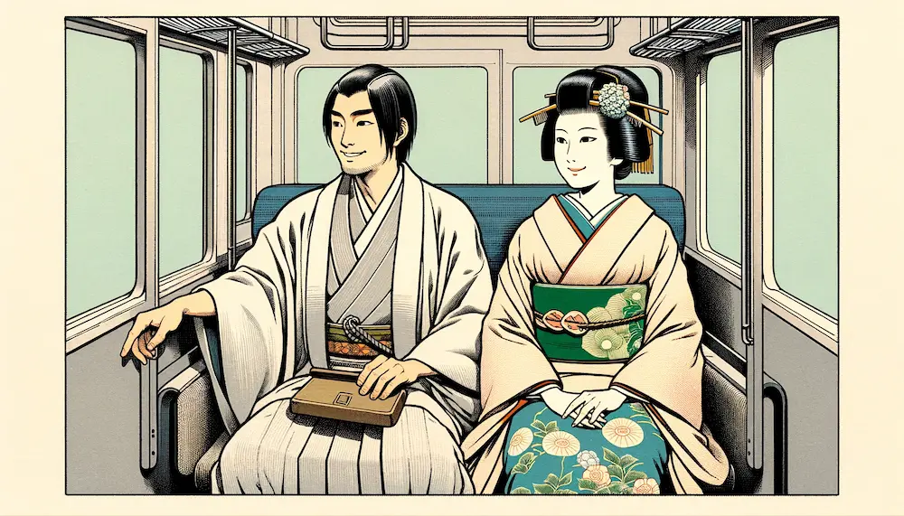 on train ukiyoe